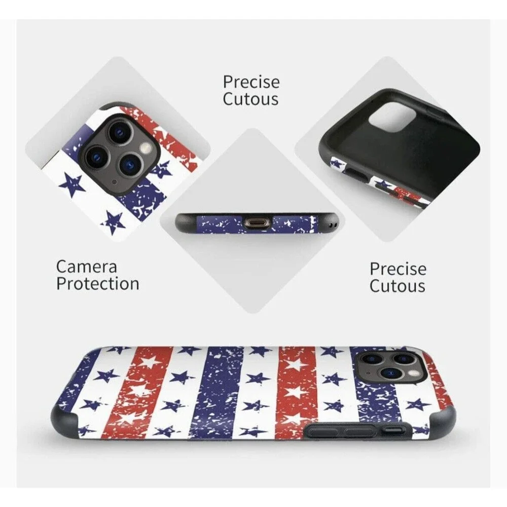 iPhone 11 Pro Max Patriotic Stars & Stripes Leather Case 6.5